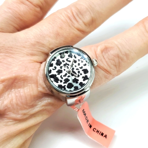 Strada Austrian Crystal Japanese Movement Leopard Ring Watch Stainless Steel - Picture 1 of 9